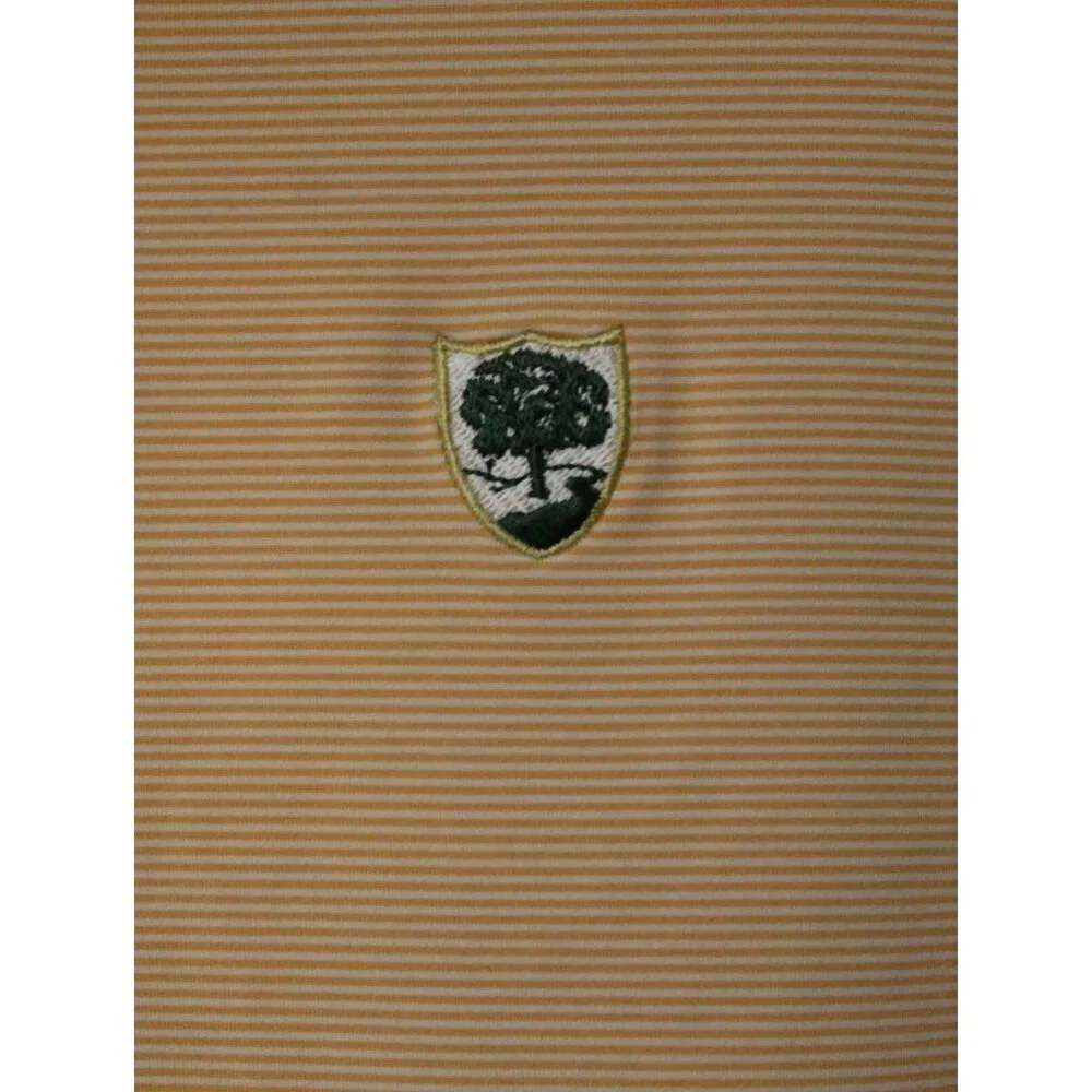 Peter Millar Size Large Golf Polo Shirt Orange Striped Performance - Picture 3 of 7